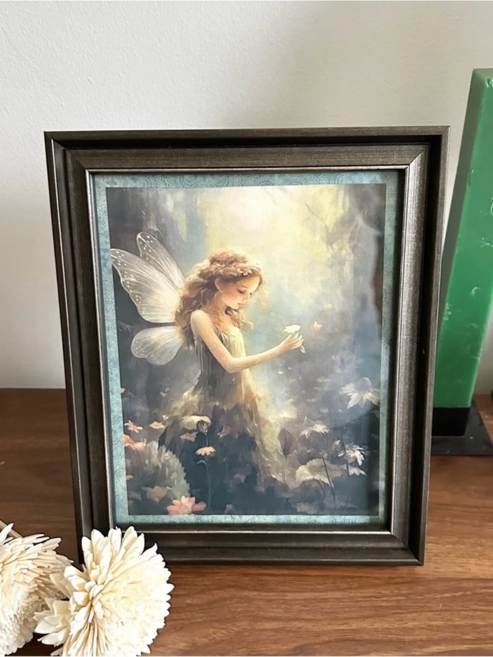Forest Floral Fairy Fantasy Cottagecore Fairy of Light Framed Canvas Print Art